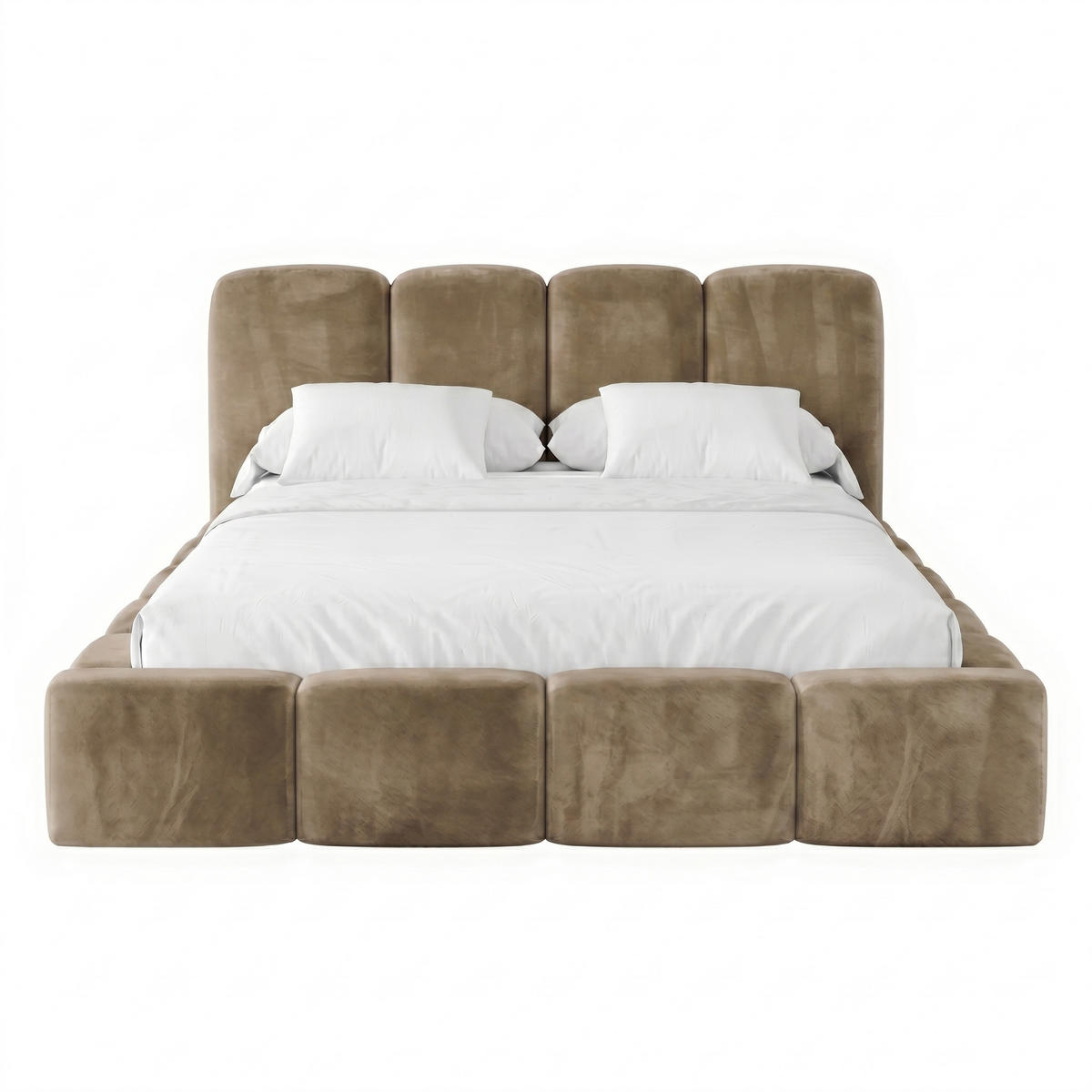 POLSTERBETT SUENO MAXI 160x200 cm in Braun, gepolstertes Kopfteil, Metalllattenrost, Bettkasten, Velour-Stoff - Naturfarben/Braun, Holz/Textil (160/200cm) - Muffo
