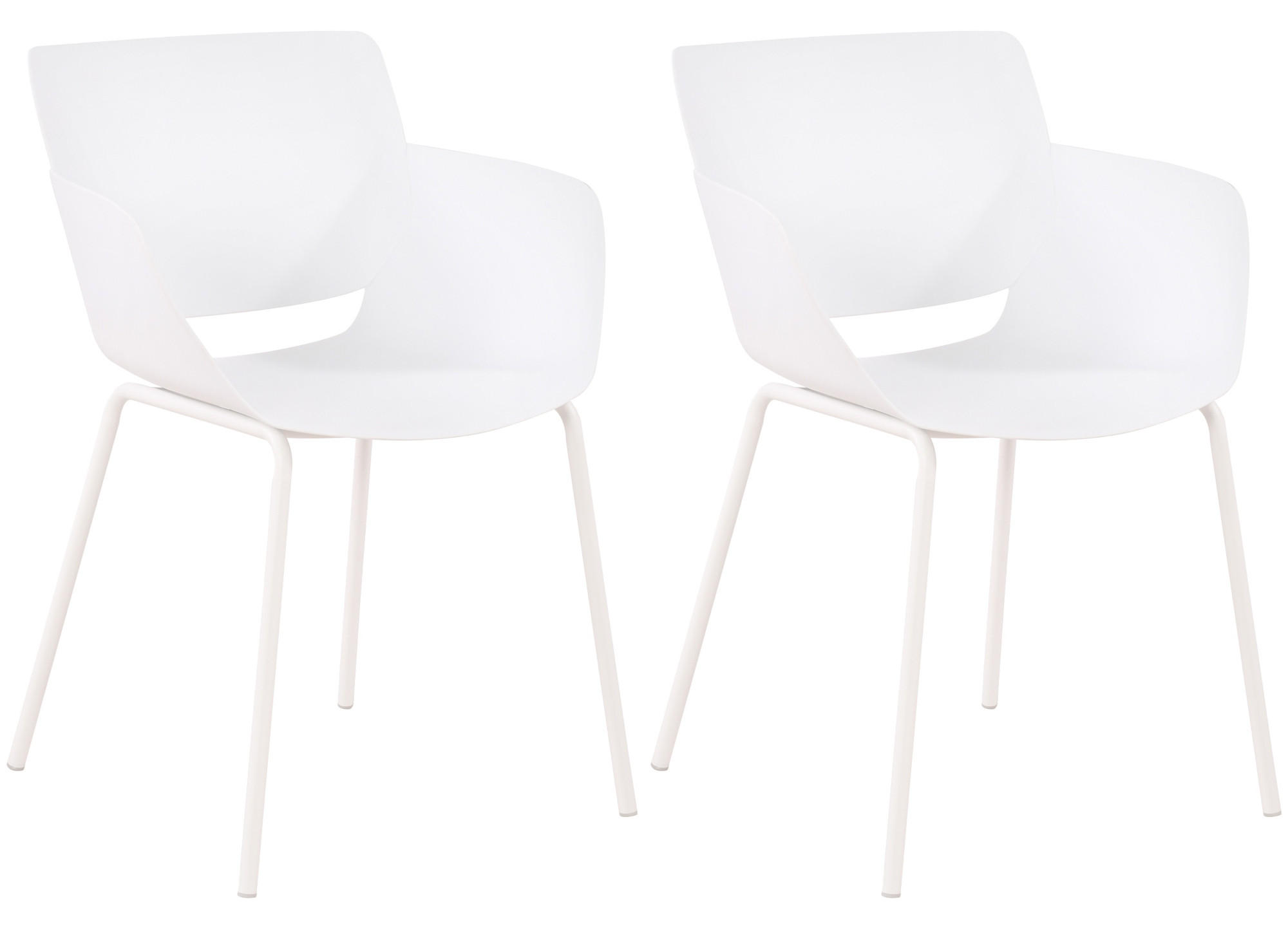 STUHL 2er Set Kunststoff Weiß - Weiß, Kunststoff/Metall (58/80/54cm) - CLP