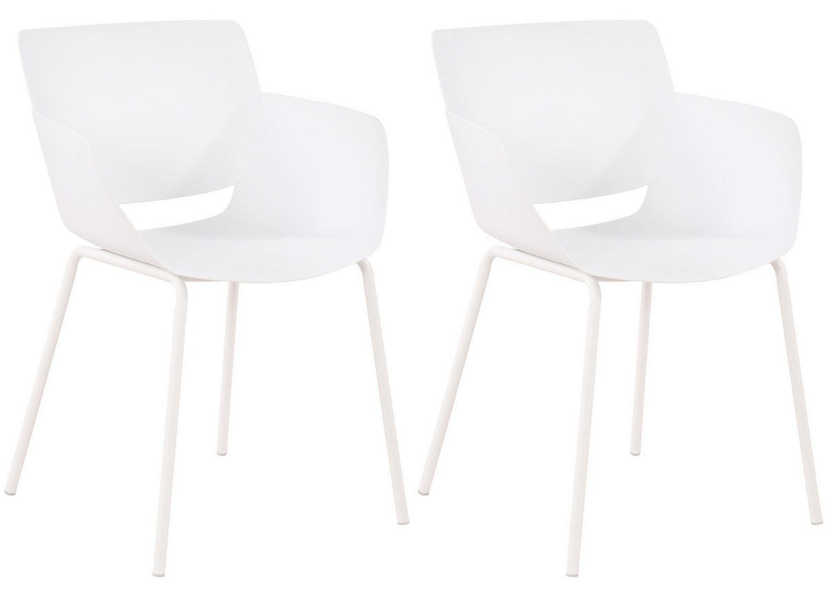 STUHL 2er Set Kunststoff Weiß - Weiß, Kunststoff/Metall (58/80/54cm) - CLP