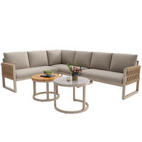 GARTENMÖBELSET für 5-6 Personen in Beige, inklusive aller Sitz- und Rückenkissen - Beige, Metall - KOMHTOM