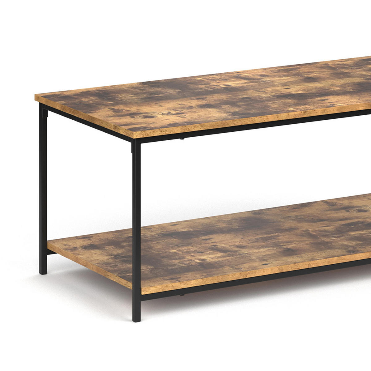 COUCHTISCH Fyrk, Eiche rustikal/Schwarz, 108 x 52 cm - Alteiche/Schwarz, Holzwerkstoff (52/108/45cm) - Vicco