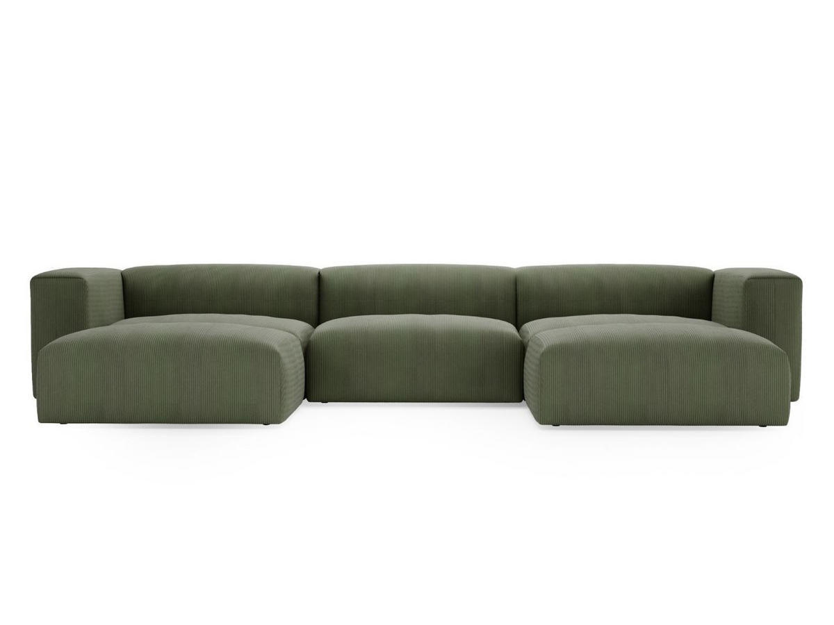 WOHNLANDSCHAFT U Landi Grün - Schwarz/Grün, Kunststoff/Textil (340/85/180cm) - Graingold