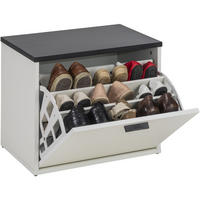 SCHUHSCHRANK für 9 Paar Schuhe 35/54/44cm - Weiß, Holzwerkstoff (54/44/35cm) - Simmob
