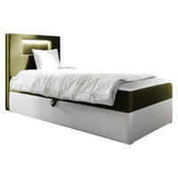BOXBETT Gold Junior 1, Seite zum Öffnen des Bettkastens: Links - Weiß/Grün, Holz (90/200cm) - MIRJAN24