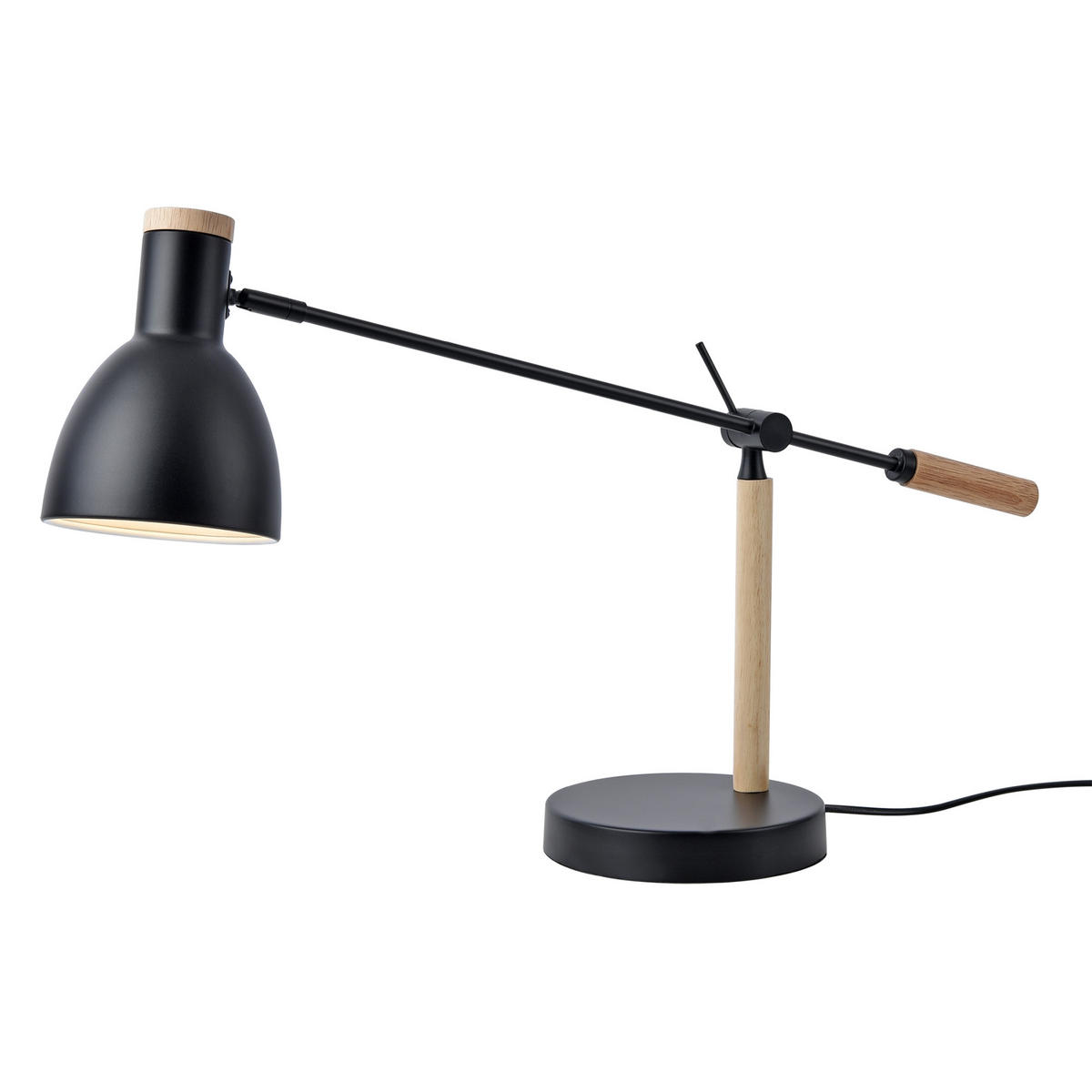 SCHREIBTISCHLAMPE Watford - Schwarz/Braun, Holz/Metall (18/38/67cm) - lux.pro