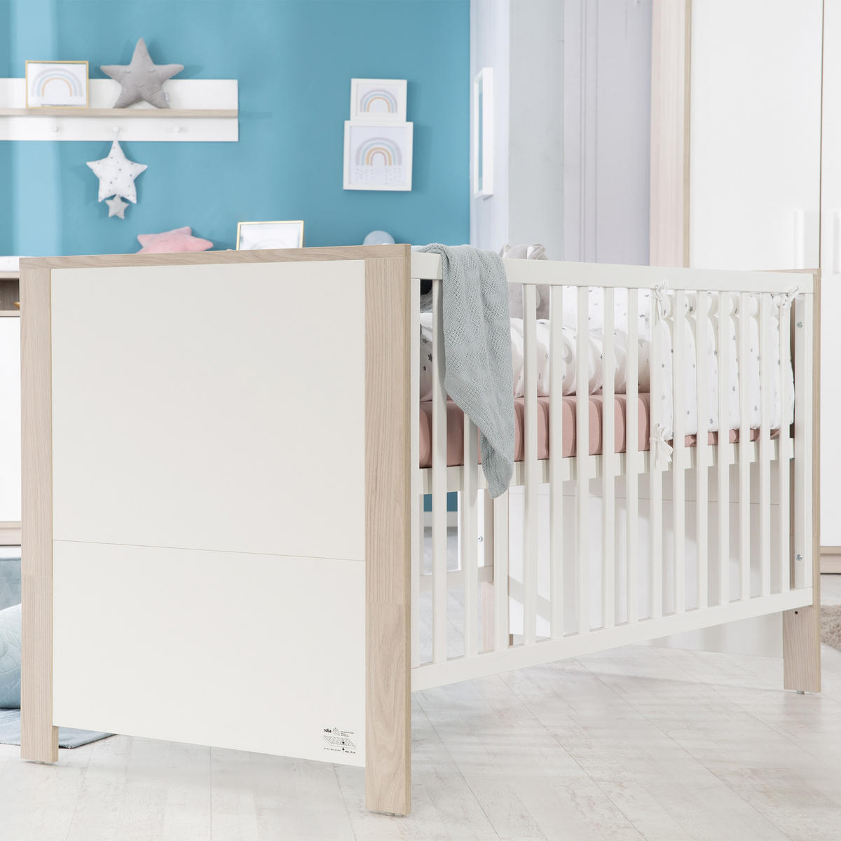 BABYBETT Olaf 70 x 140 cm - Weiß, Holzwerkstoff (70/140cm) - Roba