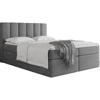 BOXBETT Amira mit Bettkasten, Grau Samt 160x200 cm - inkl. H3 Matratze und H3 Foam Topper - Grau, Holzwerkstoff/Kunststoff (160/200cm) - WFL GROUP
