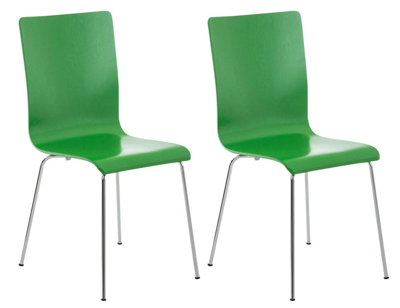 BESUCHERSTUHL 2er Set Holz grün - Grün, Holz/Metall (43/87/47cm) - CLP