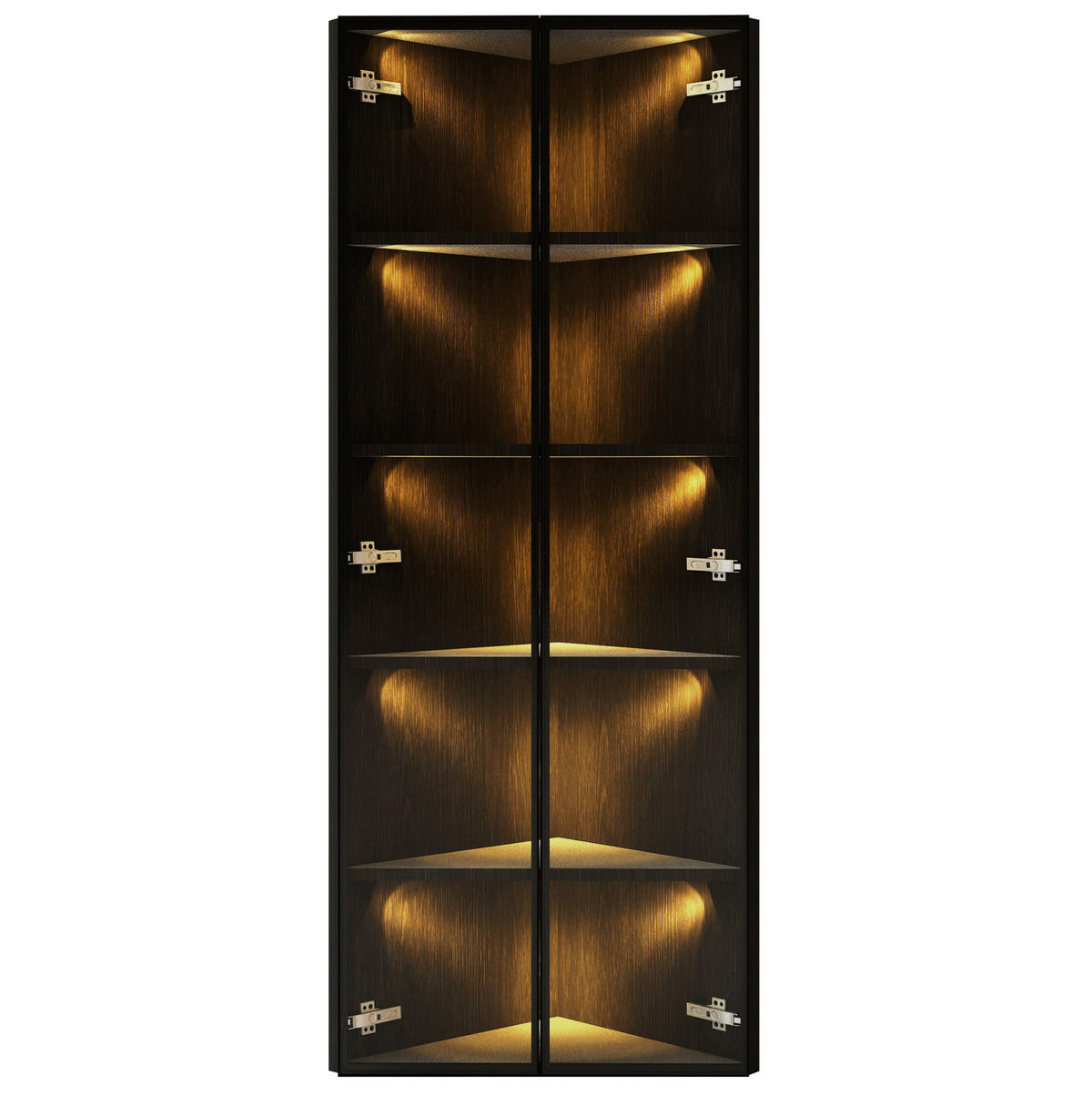 VITRINE 62/35/160 cm aus MDF und Glas mit LED-Beleuchtung Schwarz - Schwarz, Holzwerkstoff (62/160/35cm) - Modenvie