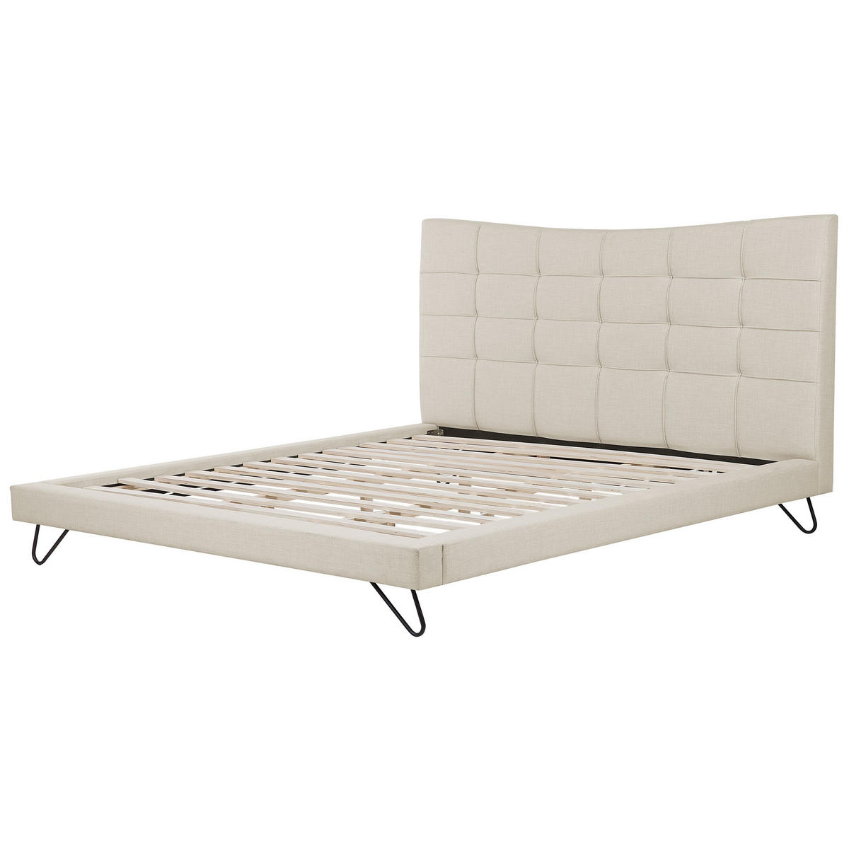 POLSTERBETT 180/200 cm Helles Beige Lannion - Beige, Textil (180/200cm) - Beliani