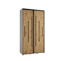 SCHWEBETÜRENSCHRANK 235,2/140/45 2-türig - Schwarz/Eiche Artisan, Holz/Metall (140/235/45cm) - Abiks Möbel