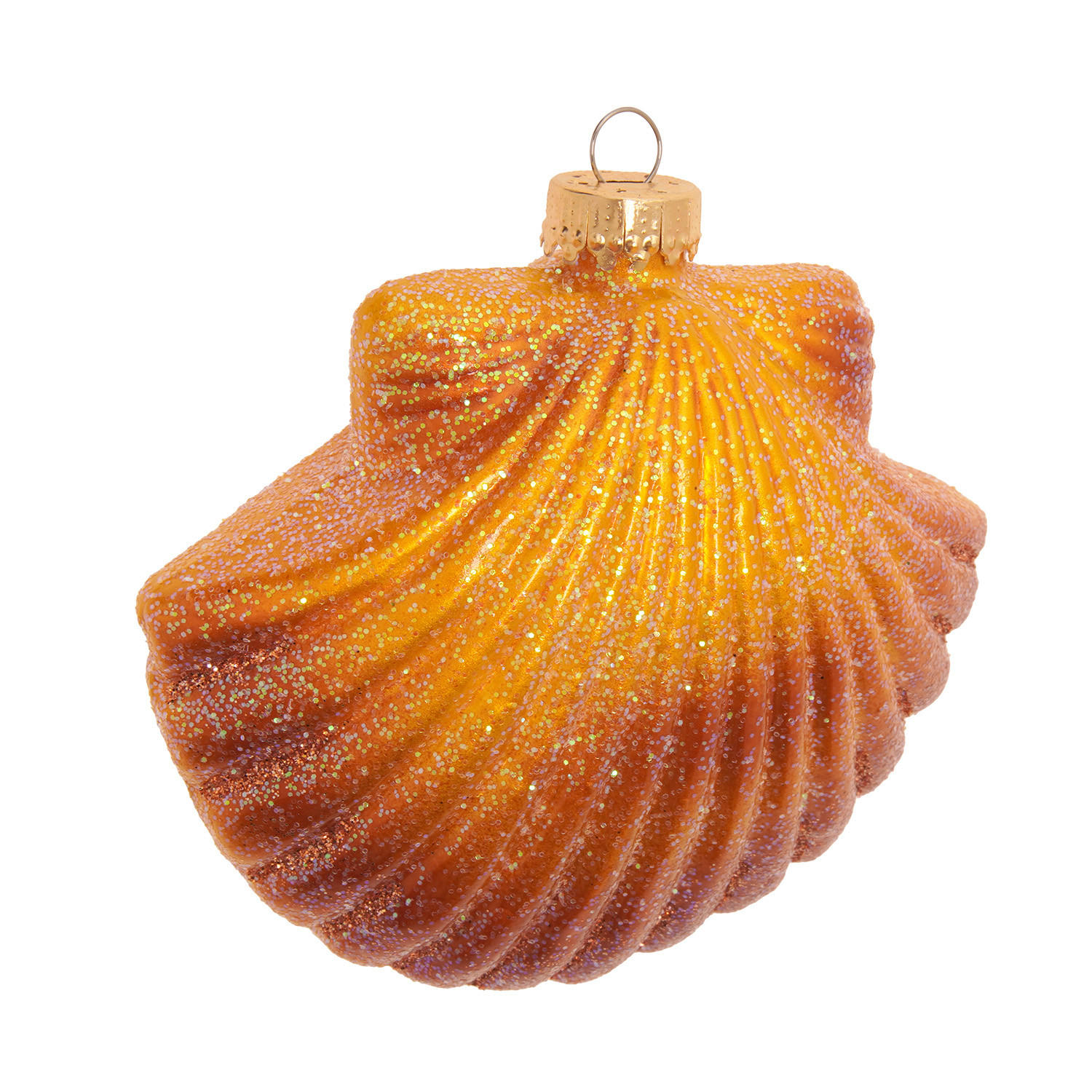 CHRISTBAUMSCHMUCK Jakobsmuschel Goldfarbig 9cm (Glas / 1 Stk.) - Goldfarben, Glas (9/9/4cm) - Krebs Glas Lauscha