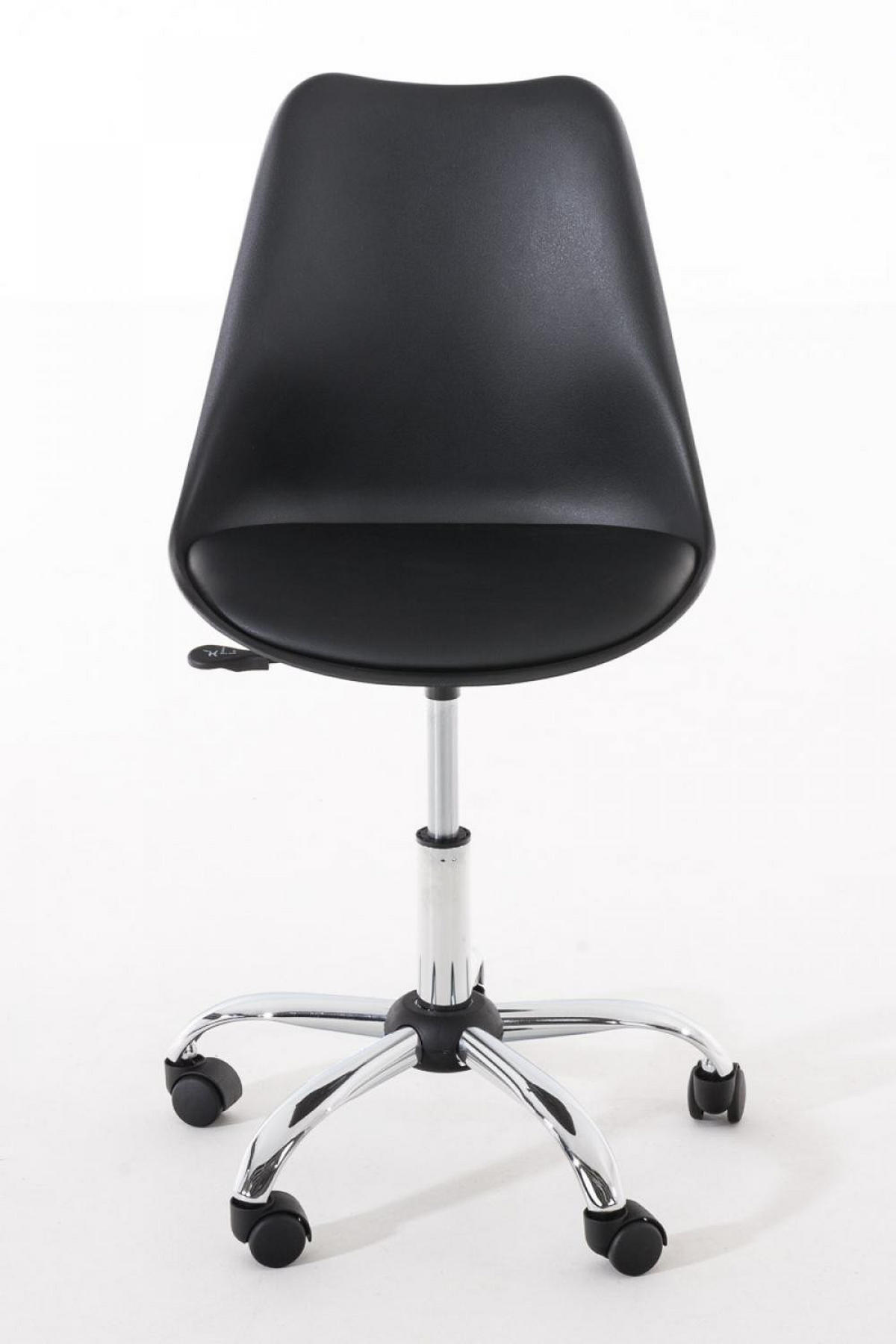 DREHSTUHL Lederlook Schwarz - Chromfarben/Schwarz, Textil/Metall (48/81/48cm) - CLP