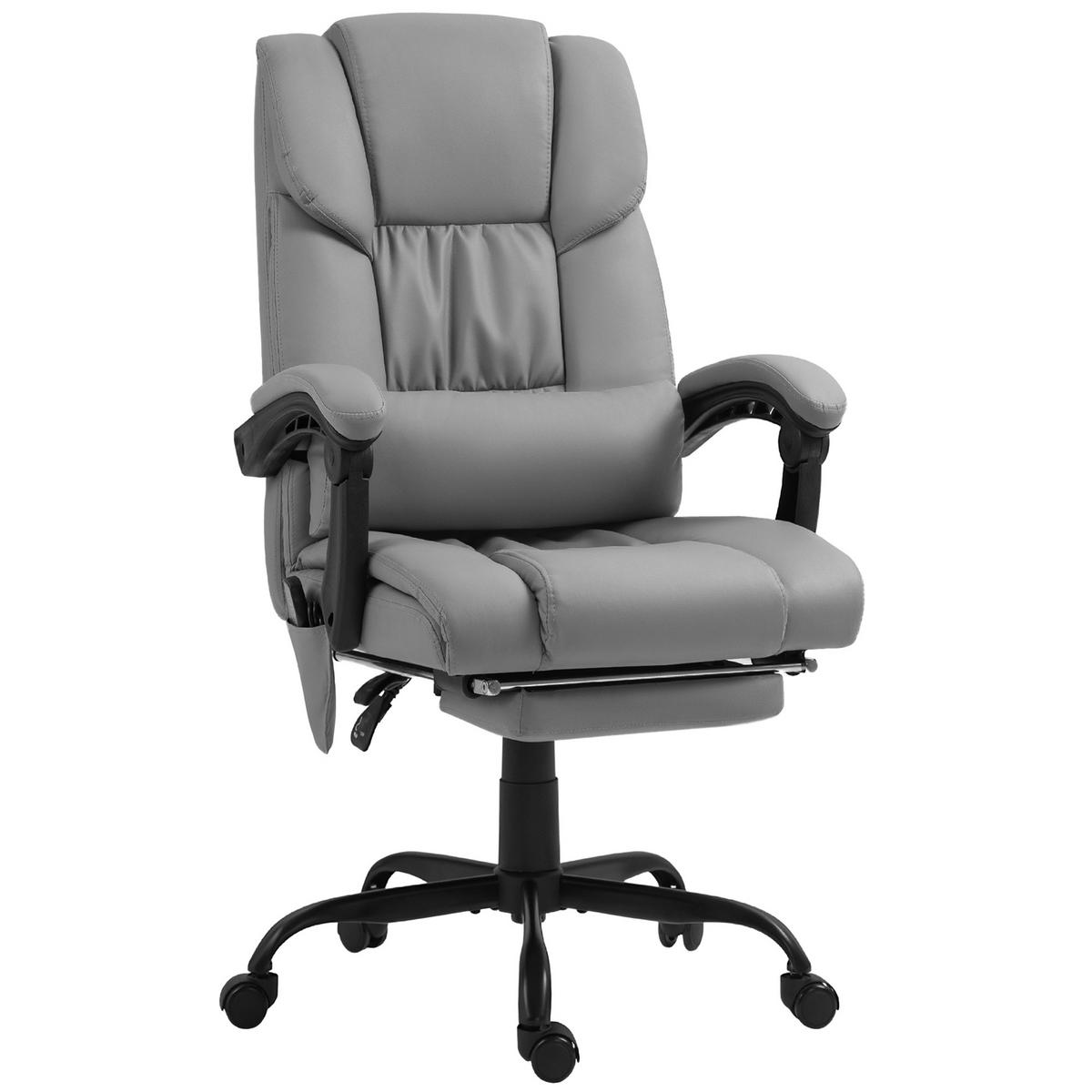 DREHSTUHL DE-11704 Massagefunktion mit Fußstütze & neigbarer Rückenlehne - Grau, Metall (75/122/66cm) - ComfortXL