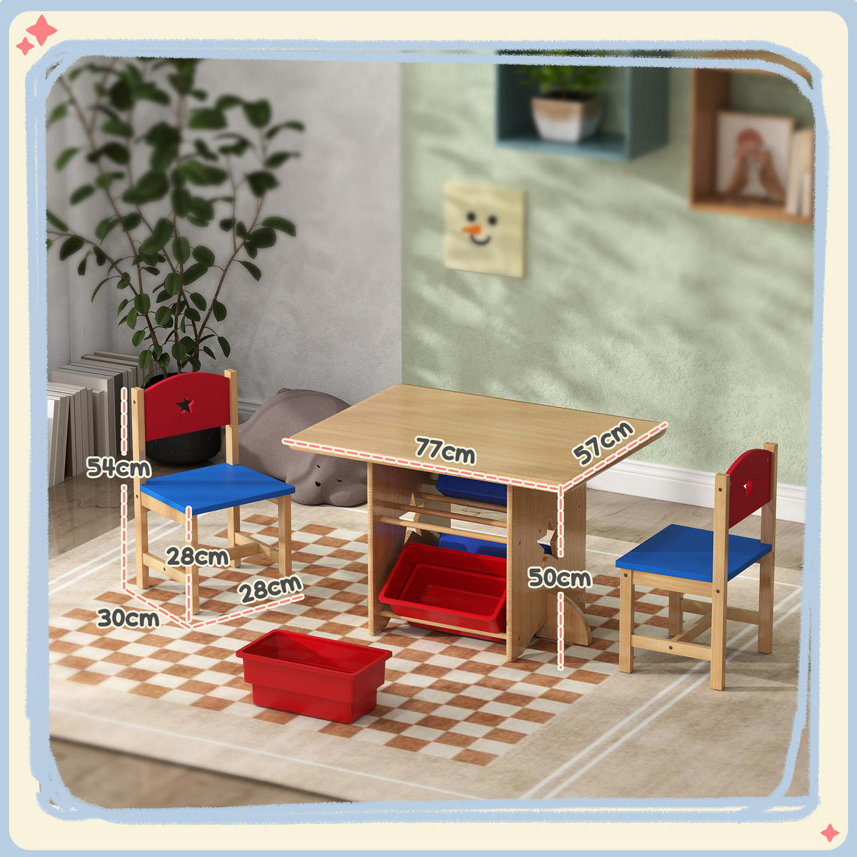 KINDERSITZGRUPPE DE-17523 4 Aufbewahrungsboxen Naturholz - Naturfarben, Holzwerkstoff (57/50/77cm) - ComfortXL