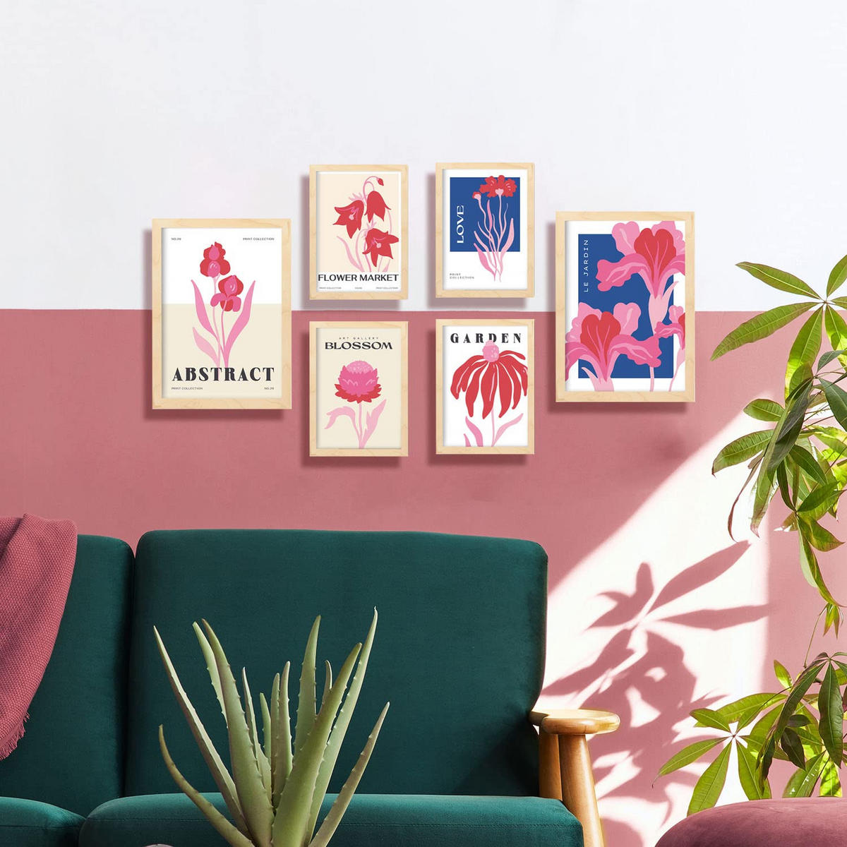 POSTER Set Mit 6 Blumen Hof A3 & A4 Rahmenlos - Klar, Papier (29/3cm) - Nacnic