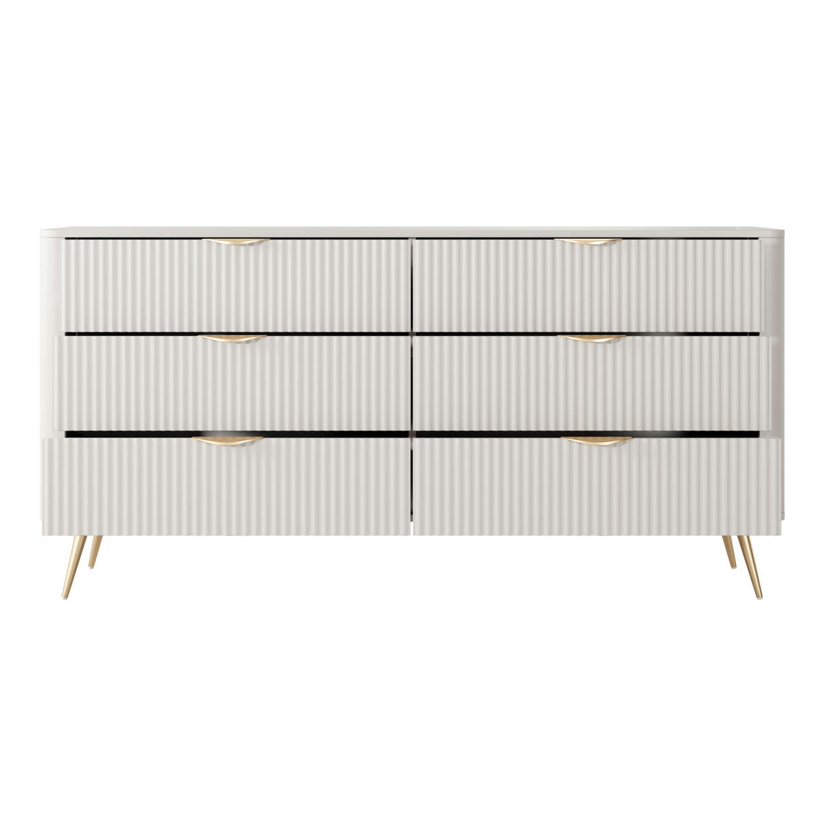 SIDEBOARD LEKNES KOM1 Reliefierte Fronten aus MDF-Platte Beige Beige - Beige, Glas/Holzwerkstoff (163/81/38cm) - Komodee