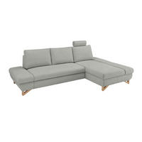 ECKSOFA hellgrau Velours, Wohnzimmer Sofa - Hellgrau, Holz/Textil (284/166cm) - Furn.Design