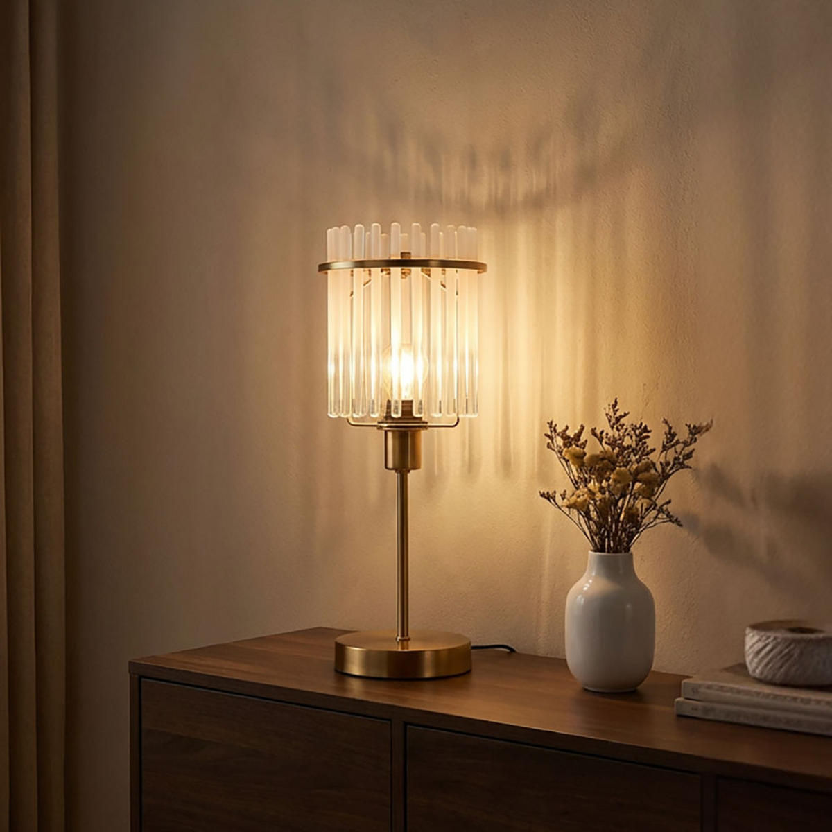 LED TISCHLEUCHTE GORLEY Metall Gold - Goldfarben, Glas (15/15/37.5cm) - Globo Lighting