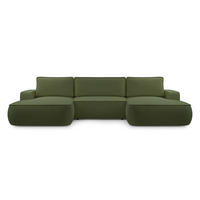 ROHOVÁ SEDAČKA SOLO, zelená, látka bouclé, s funkcí rozkladu na lůžko - zelená barva, dřevo (364/87/168cm) - MASSENO