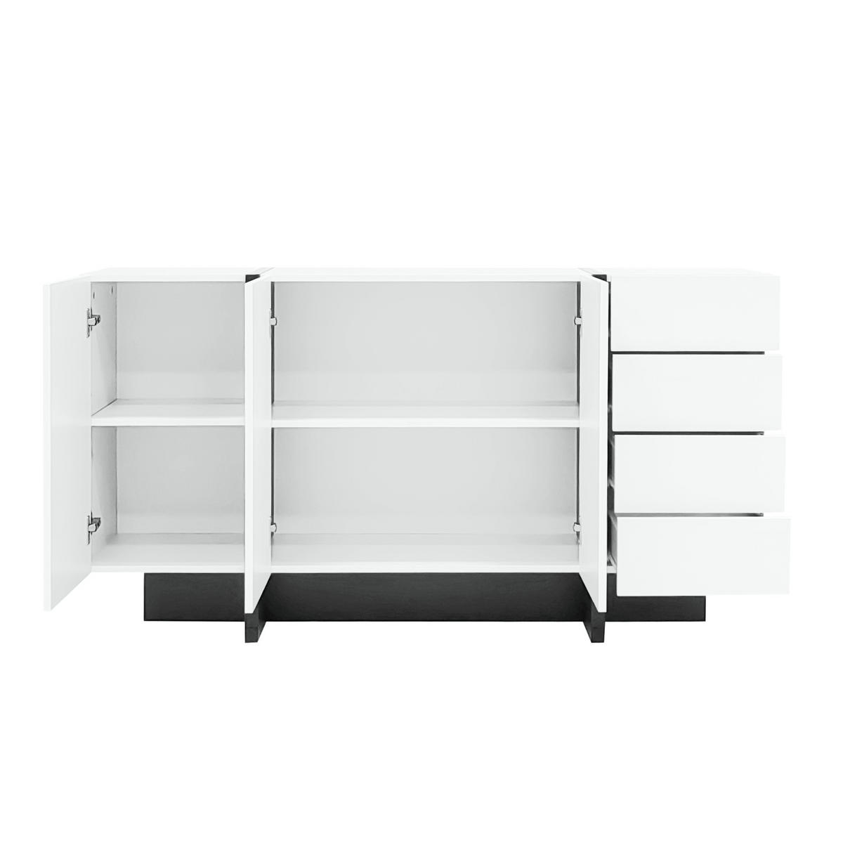 SIDEBOARD 150/40/80,5 cm in Weiß/Schwarz mit 2 Türen und 4 Schubladen - Weiß, Holzwerkstoff (150/80.5/40cm) - Flora Grace