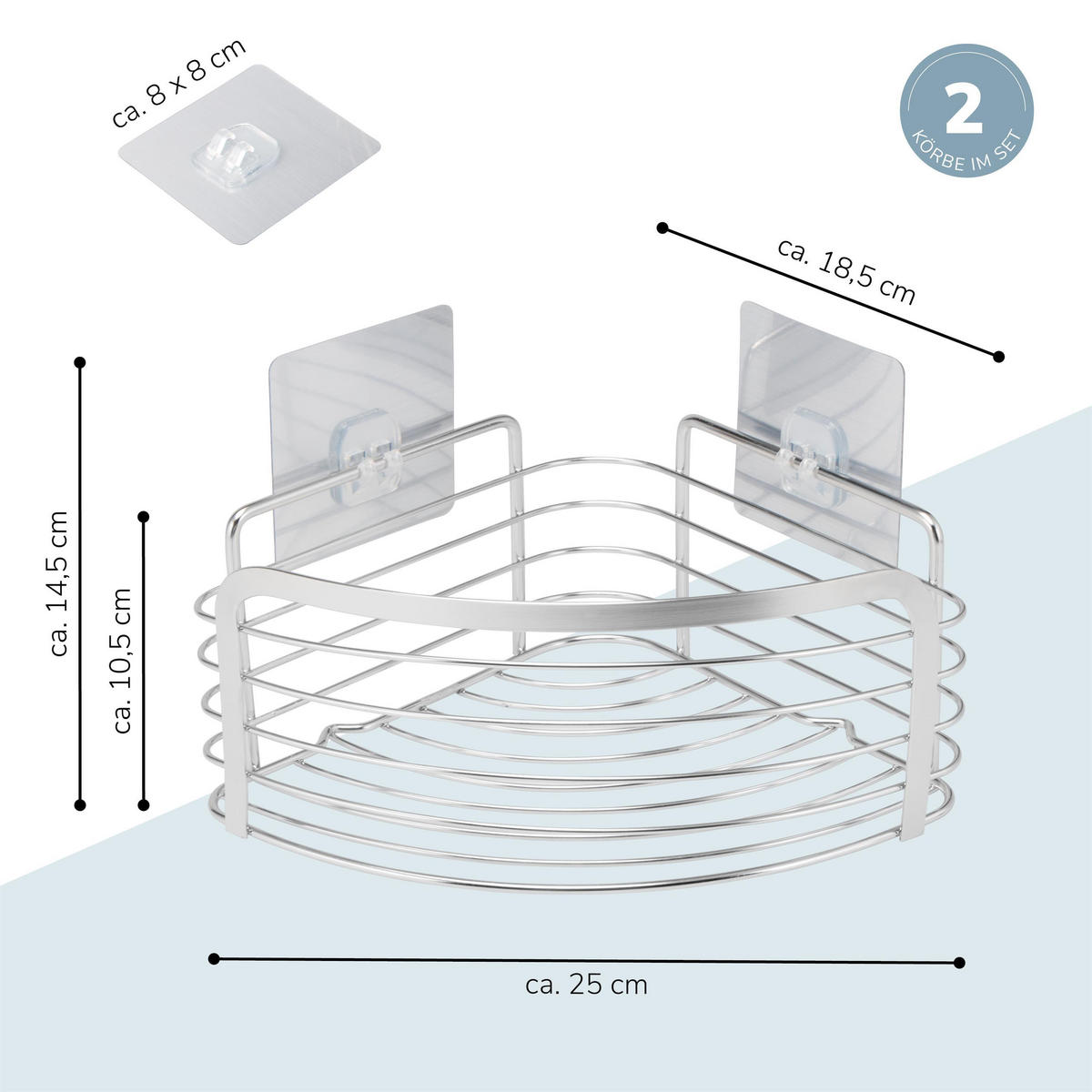 ECK-ABLAGEKORB 2er-Set, silber - Edelstahlfarben, Metall (25/10.5/18.5cm) - bremermann