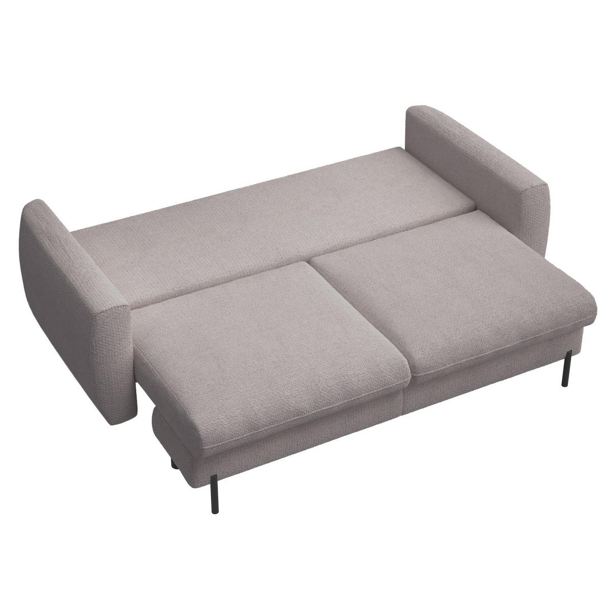 SOFA Rane greige mit Schlaffunktion - Taupe/Schwarz, Textil/Metall (236/90/102cm) - Selsey
