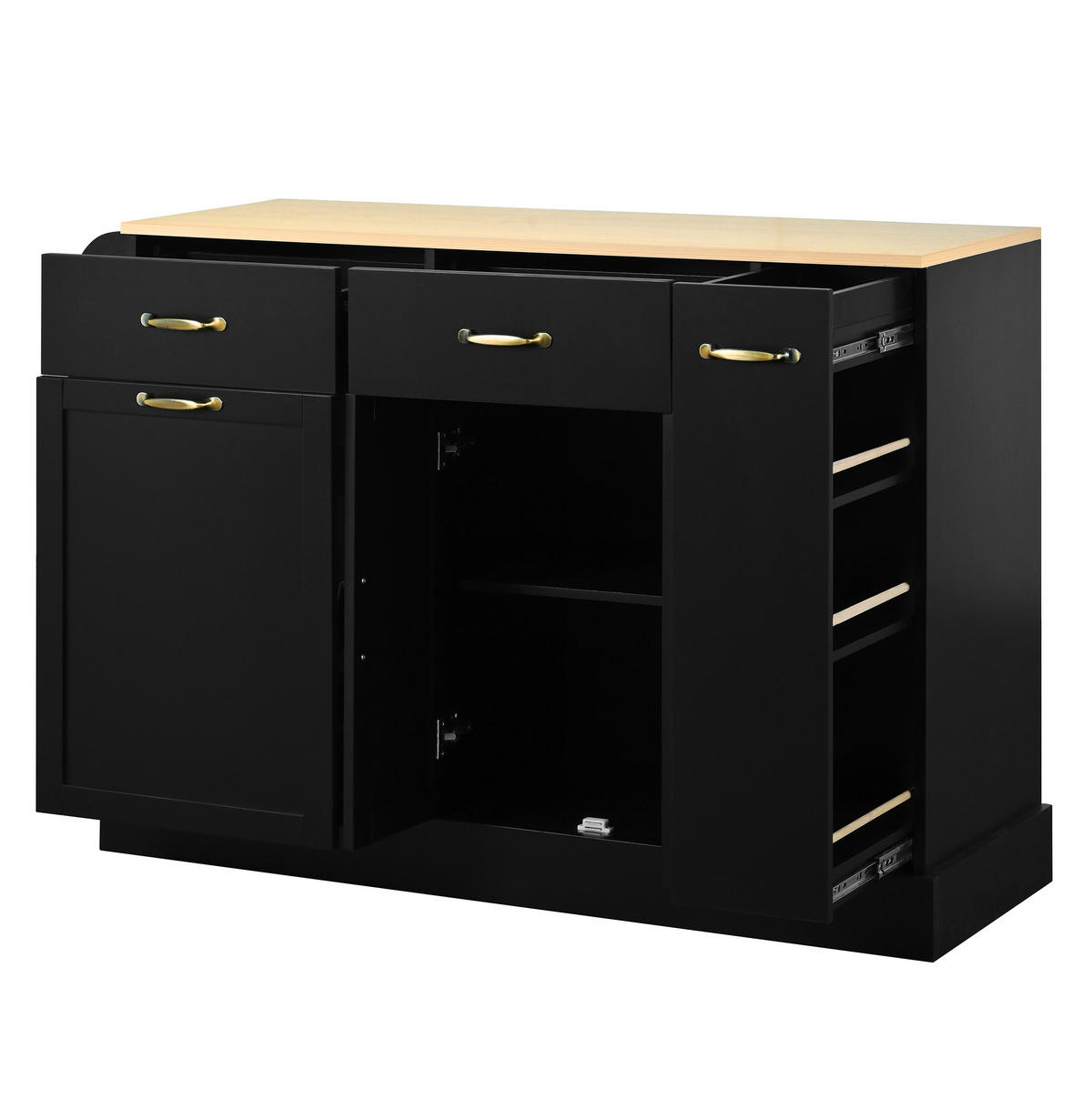 SIDEBOARD mit Mülleimerfach 133,5 x 40 x 86 cm Schwarz Holzoptik - Schwarz, Holzwerkstoff (133.5/86/40cm) - Meubliv