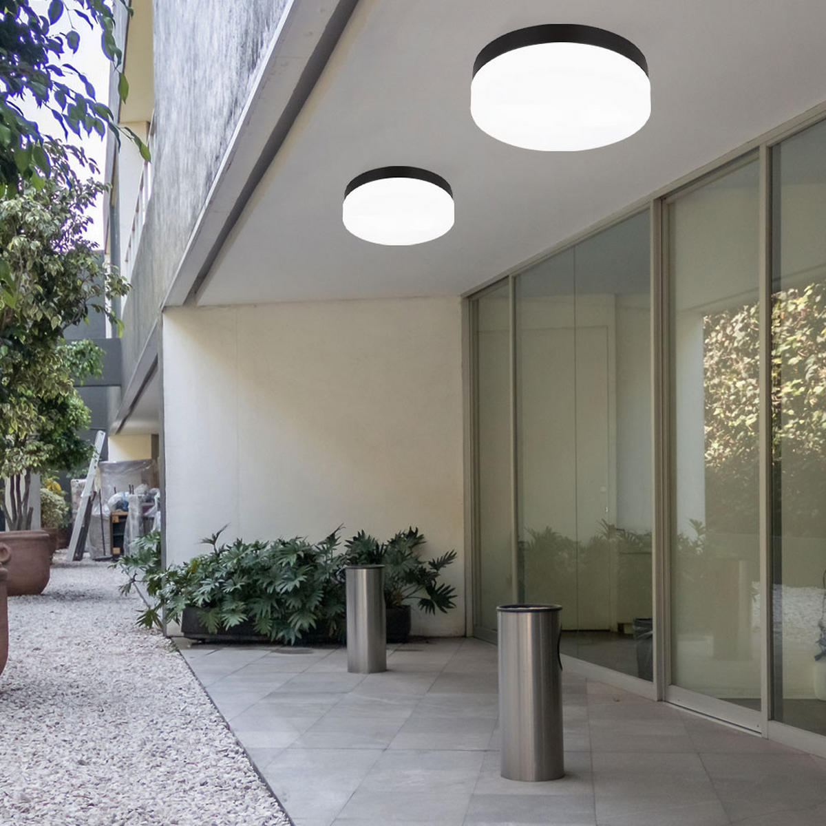 LED AUSSENDECKENLEUCHTE Alu Schwarz Opal - Schwarz, Glas (18.4/18.4/6.5cm) - Globo Lighting