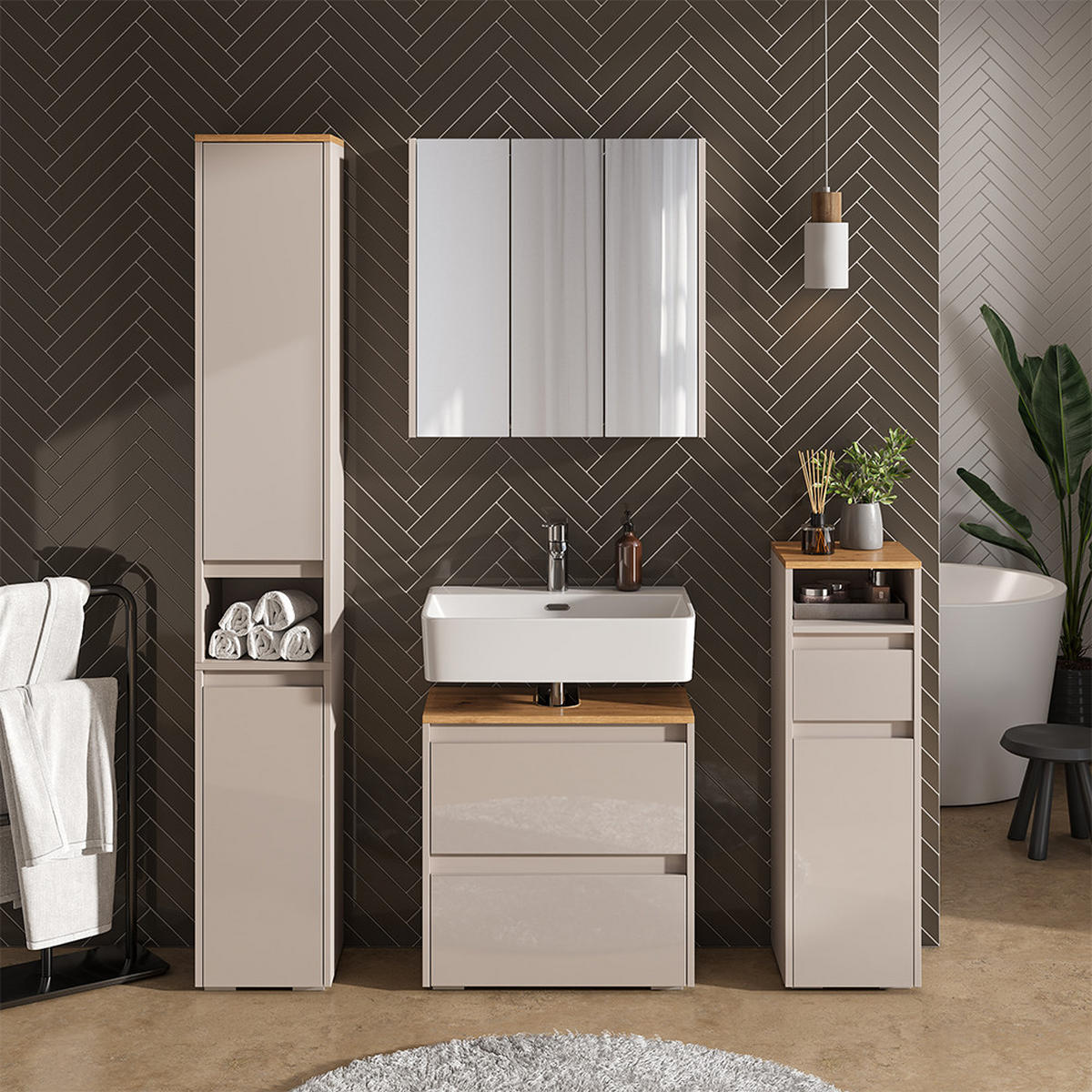 BADMÖBEL-SET Majest Cashmere 4 Teile - Kaschmir, Holzwerkstoff (30.2/96.3/30cm) - Vicco