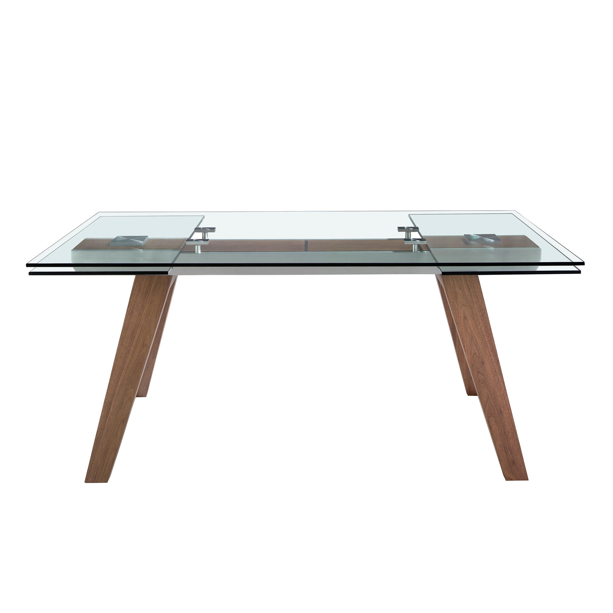 ESSTISCH Ausziehbarer Esstisch Rechteckig gehärtetes Glas aus Walnuss 180/100/76 cm - Transparent/Walnussfarben, Glas (100/180/76cm) - ANGEL CERDA