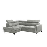 ECKSOFA mit elektronische Sitztiefenverstellung, USB-Anschluss und stilvollem Breitcord-Bezug - Silberfarben, Textil (243/200cm) - ed exciting design