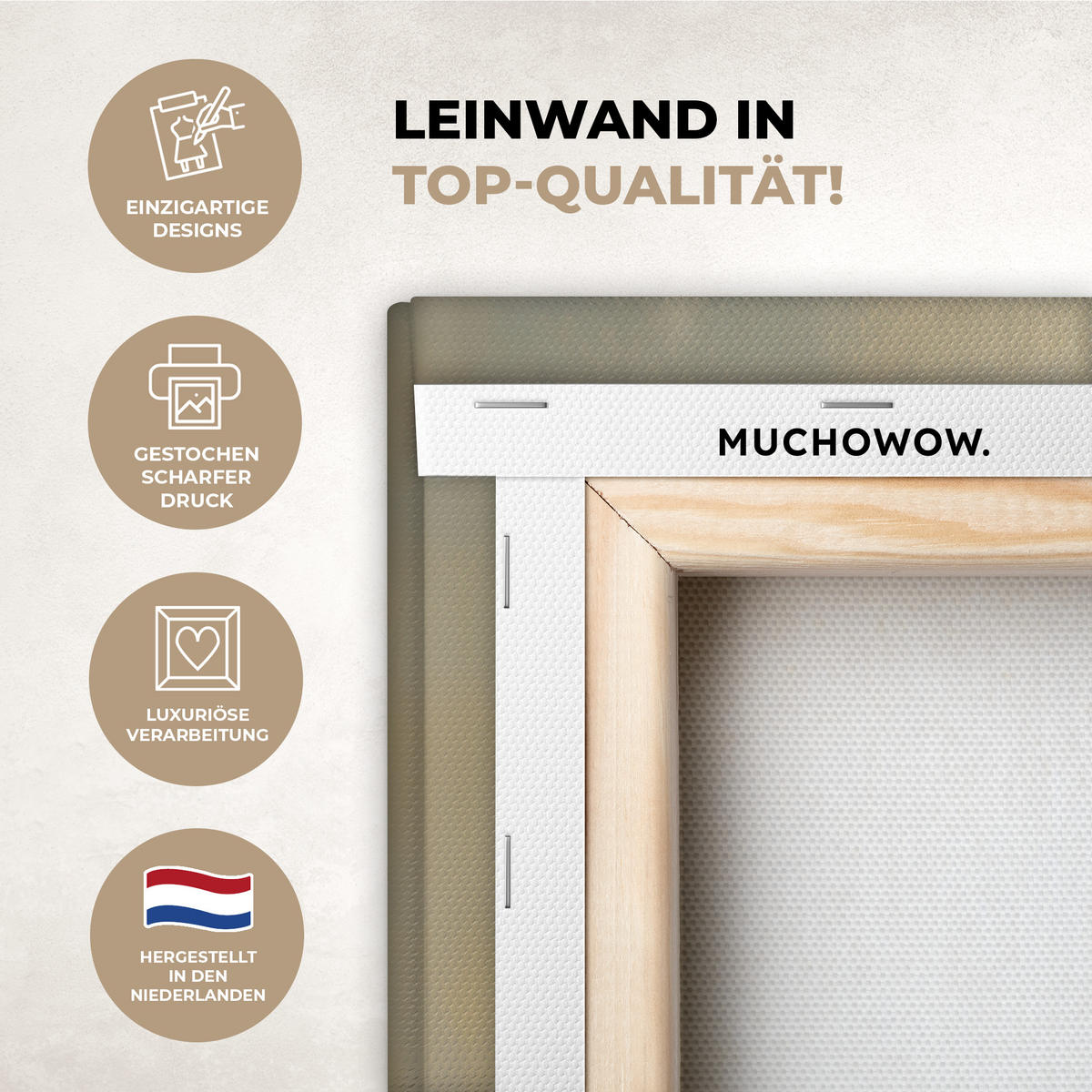 LEINWANDBILD Schaf - Jesus - Pinselstriche - Abstrakt Deko Wohnzimmer 20x20 cm - Sandfarben, Textil (20/20cm) - MuchoWow