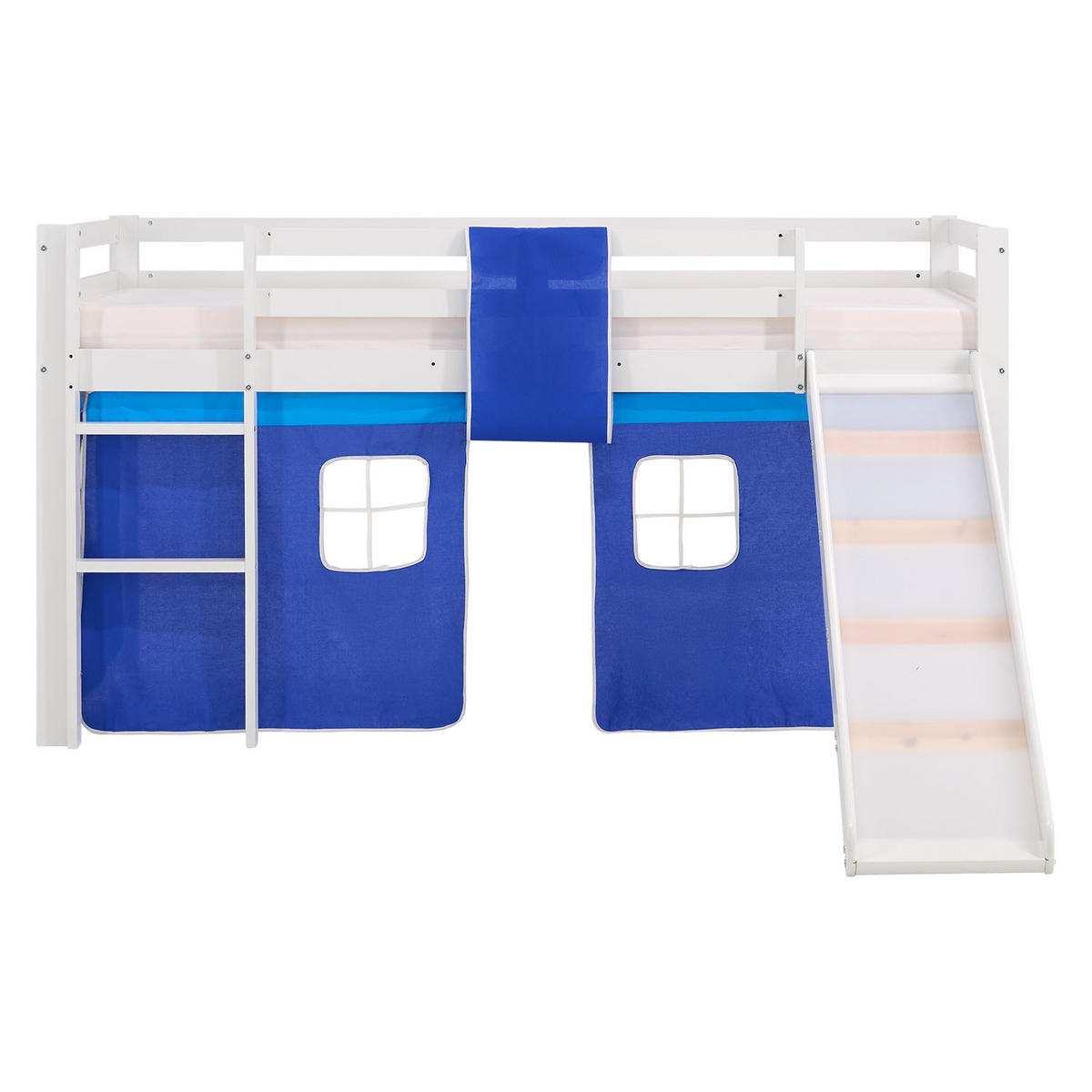 HOCHBETT mit Rutsche 90/200 cm blau - Blau/Weiß, Holz - Homestyle4u