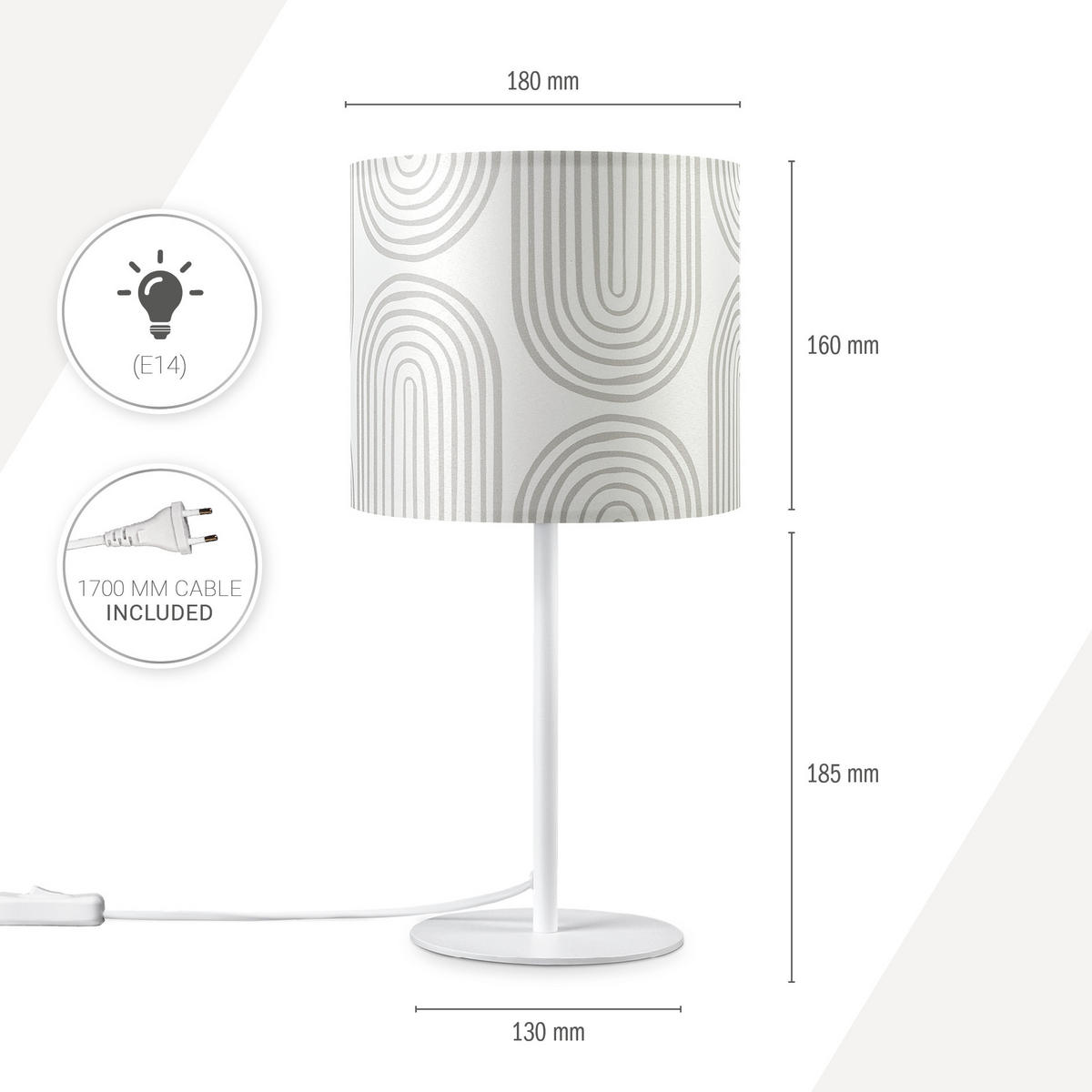 TISCHLAMPE Luca Tl Pil 006 - Weiß, Metall (18/18/36.5cm) - Paco Home