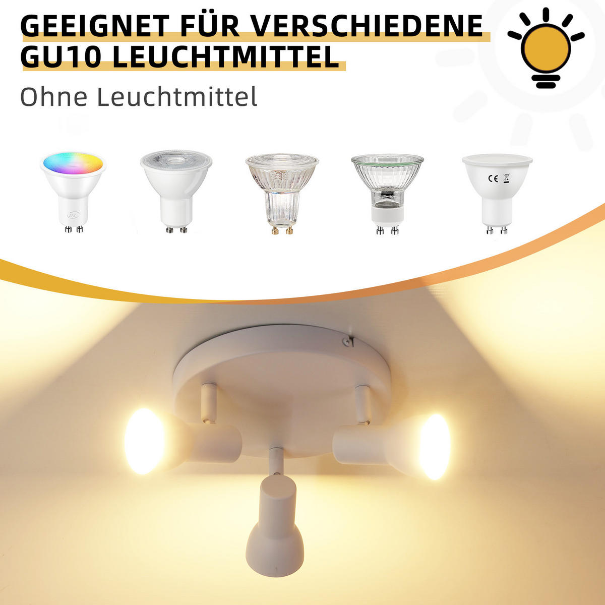 STRAHLER 3 Flammig-GU10 19*13.5*19 - Weiß, Metall (19/19/13.5cm) - ZMH