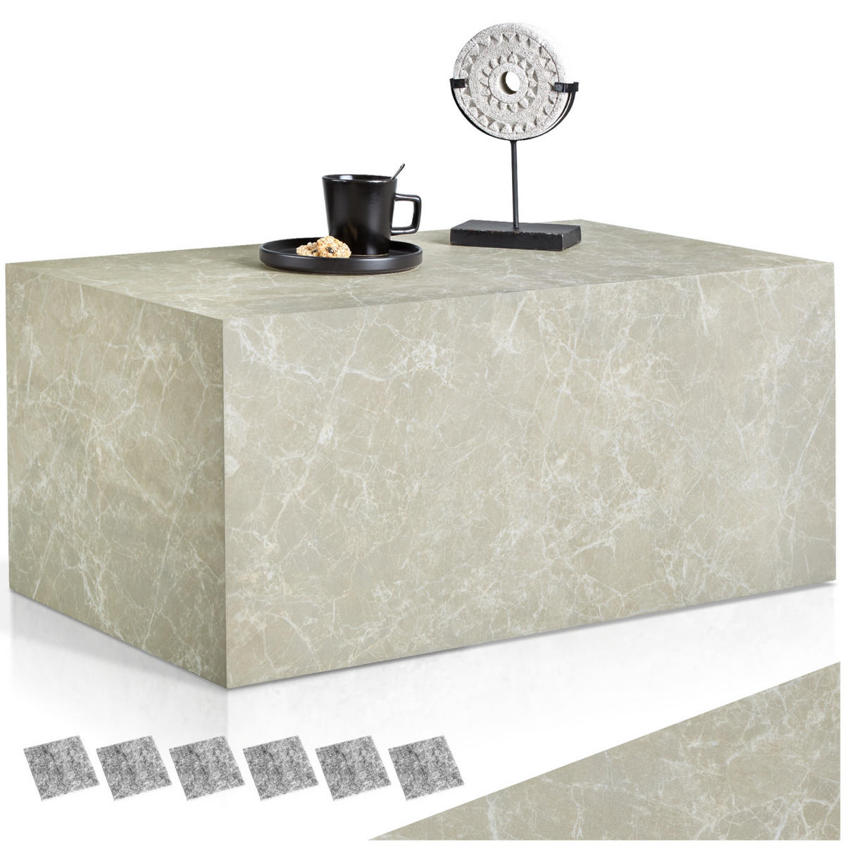 COUCHTISCH Lasley,90 x 50 x 40 cm,Travertin Optik - Beige, Holz (50/90/40cm) - tectake