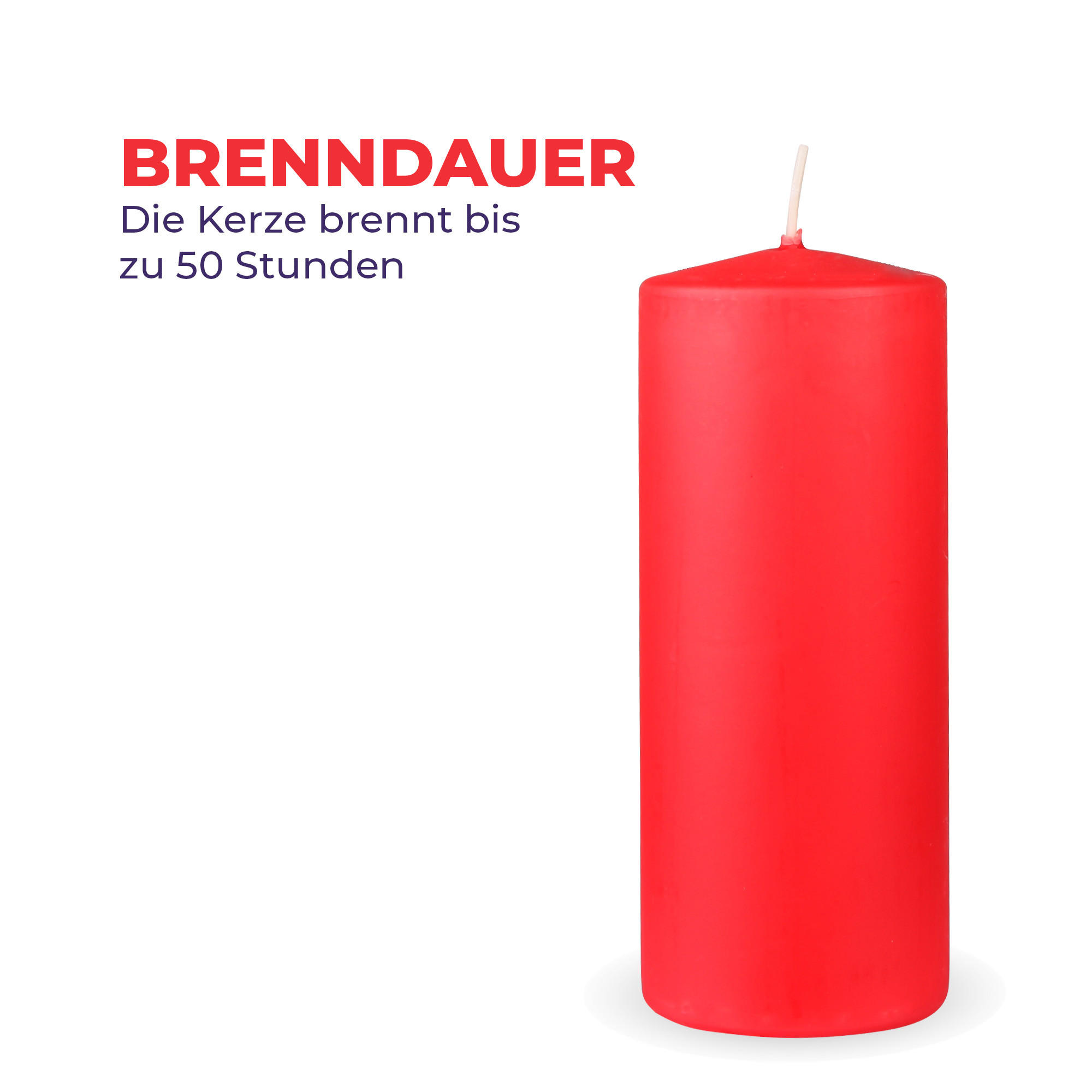 STUMPENKERZEN 4er Pack "Rot", Größe Ø7cm x Höhe: 16 cm - Rot, Naturmaterialien (7/16cm) - Bestlivings