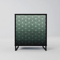 SIDEBOARD ORNAMENTAL GLIMMER, Schwarz, 57,5x42x67,5 cm, Schwarze Metall-Rahmenfüße - Multicolor/Schwarz, Holzwerkstoff/Metall (57.5/67.5/42cm) - SpaceRebels