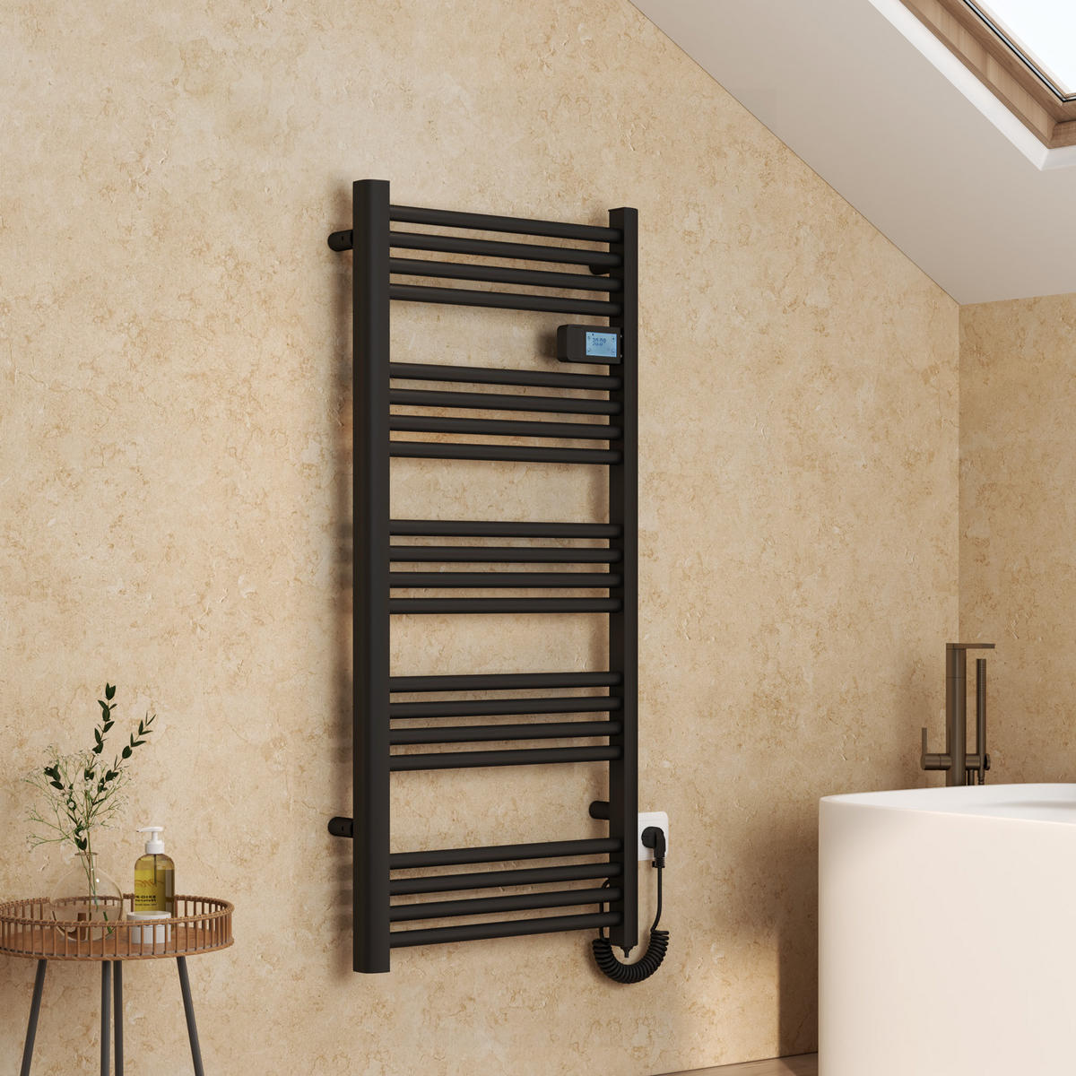 HEIZKÖRPER Elektrischer Handtuchhalter Schwarz 120/54/4,3 cm - Schwarz, Metall (54/120/4.3cm) - EMKE