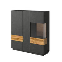 VITRÍNA Andrea Antracitově šedá a dřevo - šedá, kompozitní dřevo (130/139/40cm) - Petits-meubles