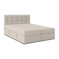 BOXBETT BAUNEI 180x200 cm mit Bettkasten und Matratze - Beige - Beige/Schwarz, Holz/Holzwerkstoff (180/200cm) - AX Living