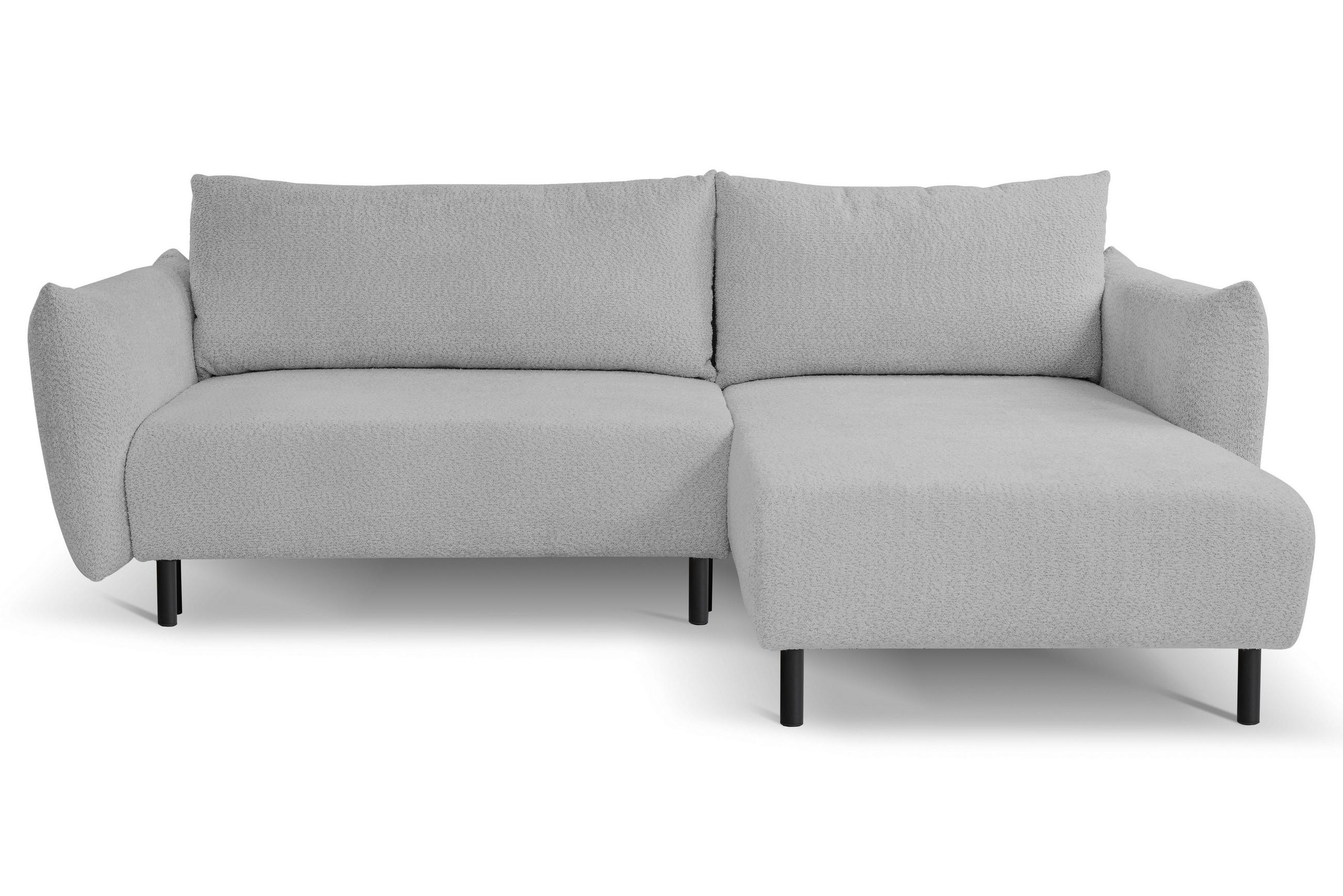 ECKSOFA ADEL mit Schlaffunktion und Bettkasten, L-förm, Metallbeine, verstellbar lose Rückenkissen, freistehend, RECHTS, 257x171x90 cm, Grey - Grau, Holz/Textil (257/171cm) - DomoHome