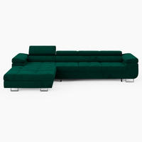ECKSOFA VEMO CORE PLUS Links Dunkelgrün Velours-Stoff mit Schlaffunktion und Bettkasten - Dunkelgrün, Holz/Metall (350/205cm) - Barchello