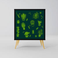 SIDEBOARD DESERT GREEN, Schwarz, 57,5x42x75,5 cm, Goldfarbene Metallfüße - Goldfarben/Multicolor, Holzwerkstoff/Metall (57.5/75.5/42cm) - SpaceRebels