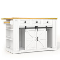 KÜCHENINSEL DE-41405 130/50-80/87 cm, ausklappbare Arbeitsplatte und Steckdosen Weiß - Weiß, Holzwerkstoff (130/87/80cm) - ComfortXL