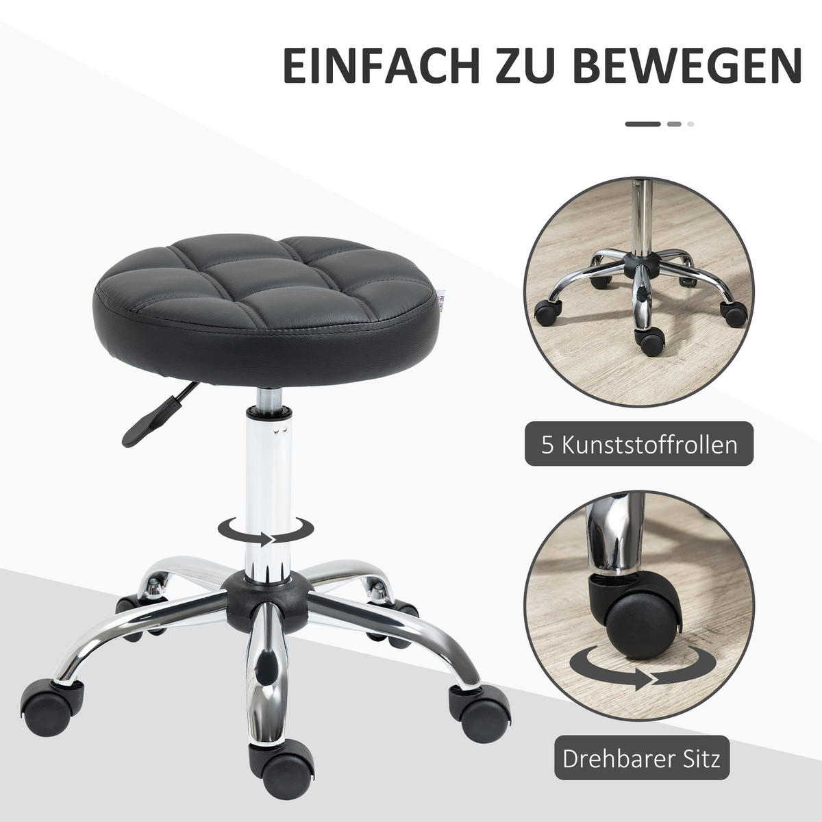 DREHSTÜHLE Wippfunktion gepolstert bis 120kg Hellgrau - Schwarz, Metall (35.5/63/35.5cm) - SHOPENTRA
