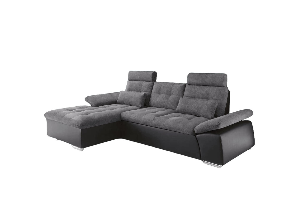 ECKSOFA mit Schlaffunktion und verstellbaren Armlehnen - Chromfarben/Anthrazit, Kunststoff/Textil (268/170cm) - ed exciting design
