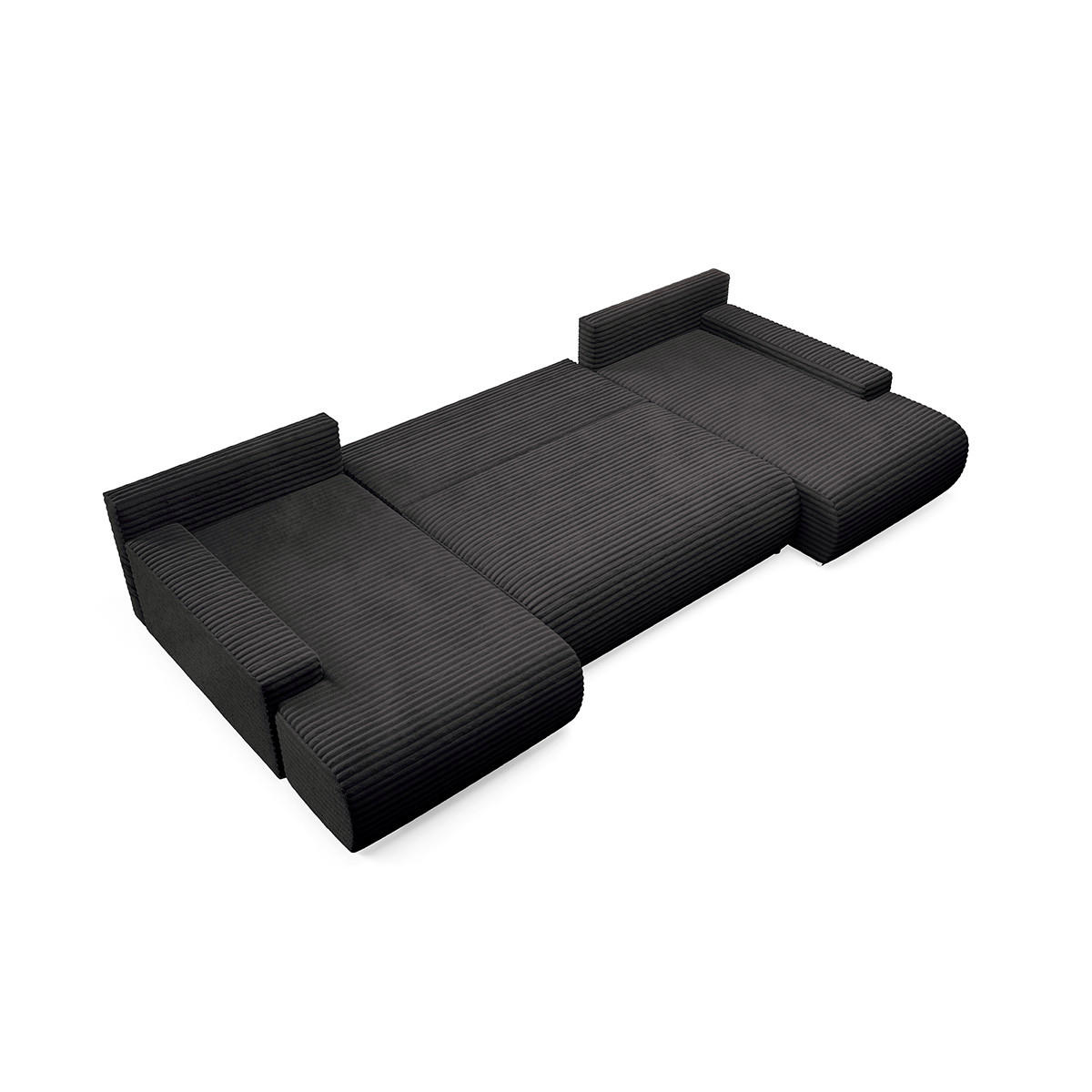 PANORAMASOFA Ivana 4 Sitzplätze Schwarz - Schwarz, Holz (350/85/172cm) - Petits-meubles