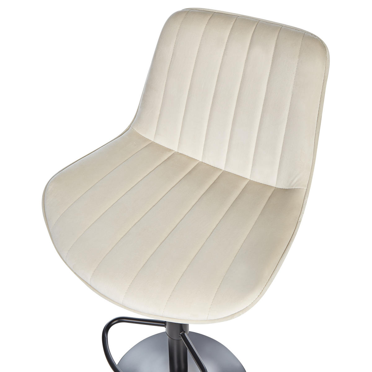 DREHHOCKER 2er-Set Samtstoff Helles Beige Dubrovnik - Beige/Schwarz, Textil (51/88/54cm) - Beliani